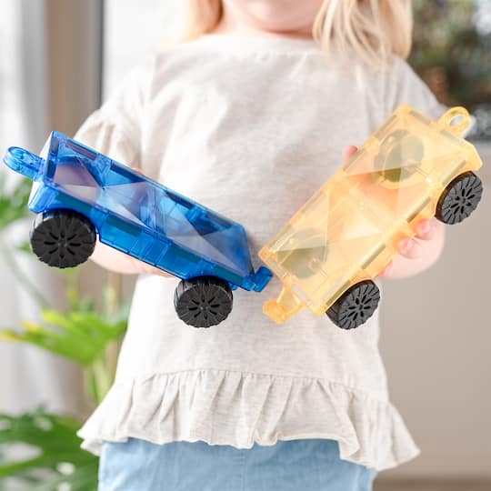 Connetix® Blue & Yellow Magnetic Tiles Rainbow Cars, 2ct.